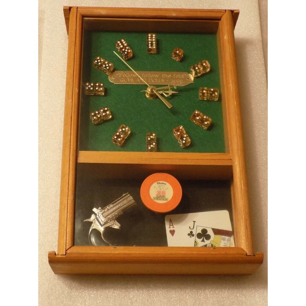 Follow, Follow The Fold Guys And Dolls Las Vegas Casino Glass Wall Clock